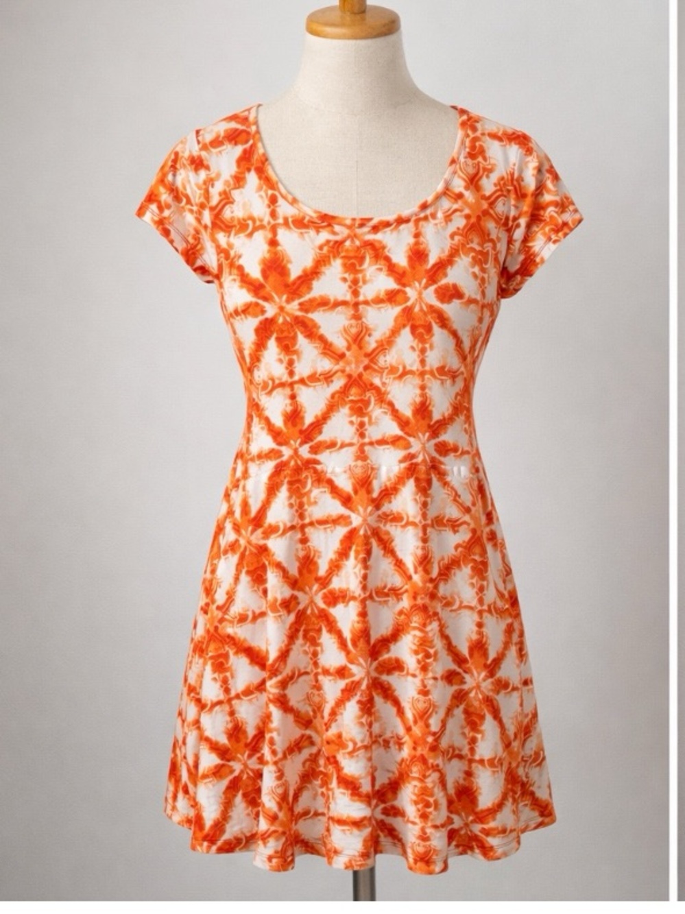Michael Kors Orange and White Tie-Dye Midi Dress. Size M